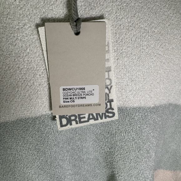 Barefoot Dreams CozyChic Ultra Lite Ocean‎ Breeze Poncho Stripe OS Plus Soft - Picture 4 of 7